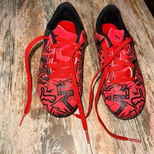 Puma Red and Black Graphic Soccer Cleats